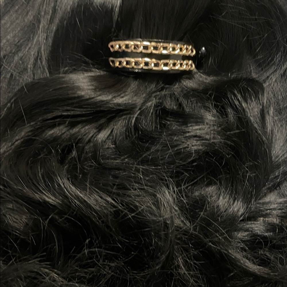 Elegant Black and Gold chain ponytail Hair Clip